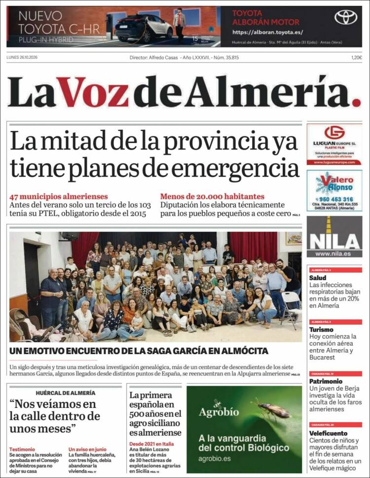 Portada de La Voz de Almería (Espa&ntilde;a)