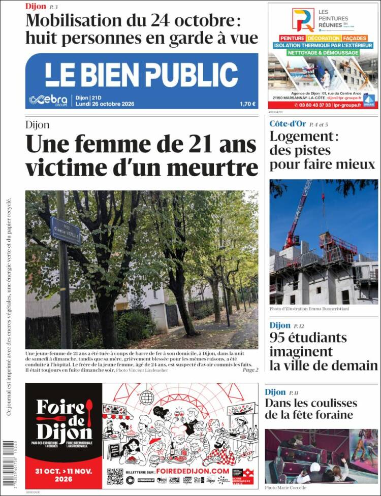 Portada de Le Bien Public (Francia)