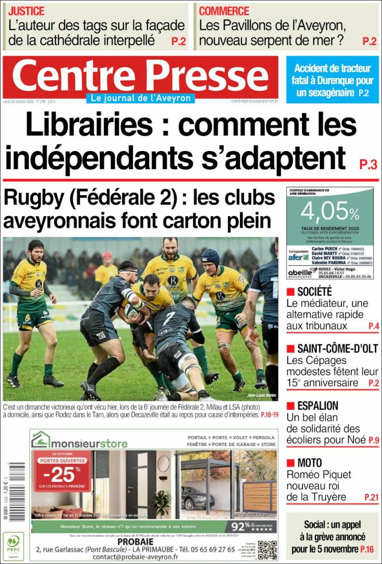 Portada de Centre Presse (Francia)