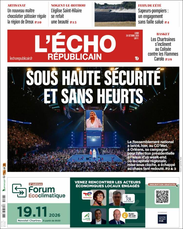 Portada de L'Echo Républicain (Francia)