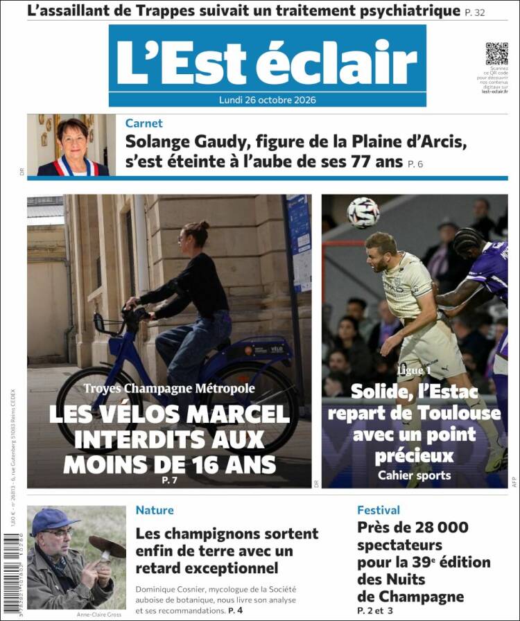 Portada de L'Est Eclair (Francia)