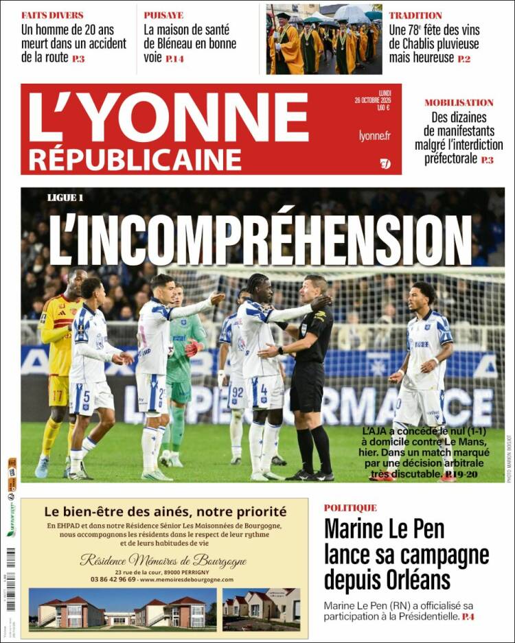 Portada de L'Yonne-Républicaine (Francia)