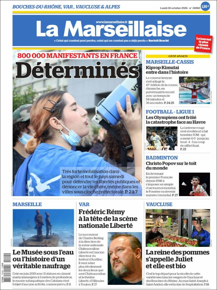 Portada de La Marseillaise (Francia)