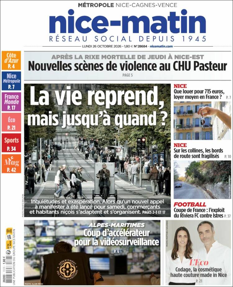 Portada de Nice-Matin (Francia)