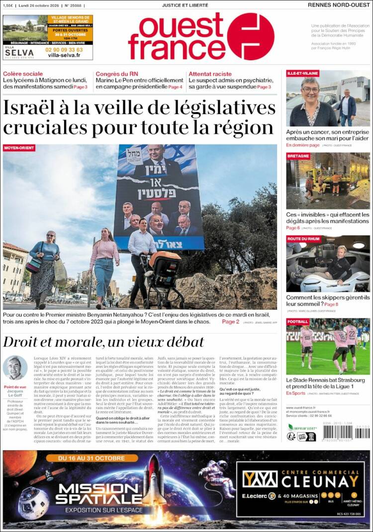 Portada de Ouest France (Francia)
