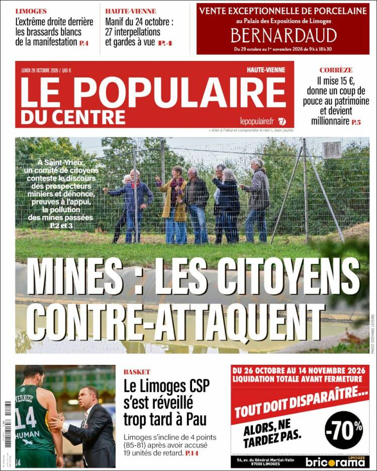 Portada de Le Populaire du Centre (Francia)