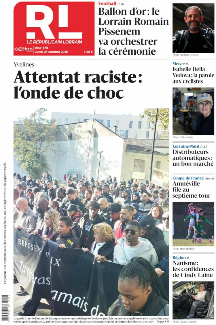 Portada de Le Republicain Lorrain (Francia)