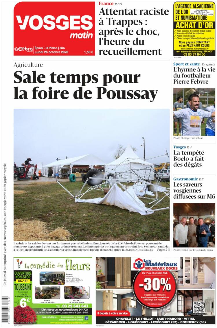 Portada de Vosges Matin (Francia)