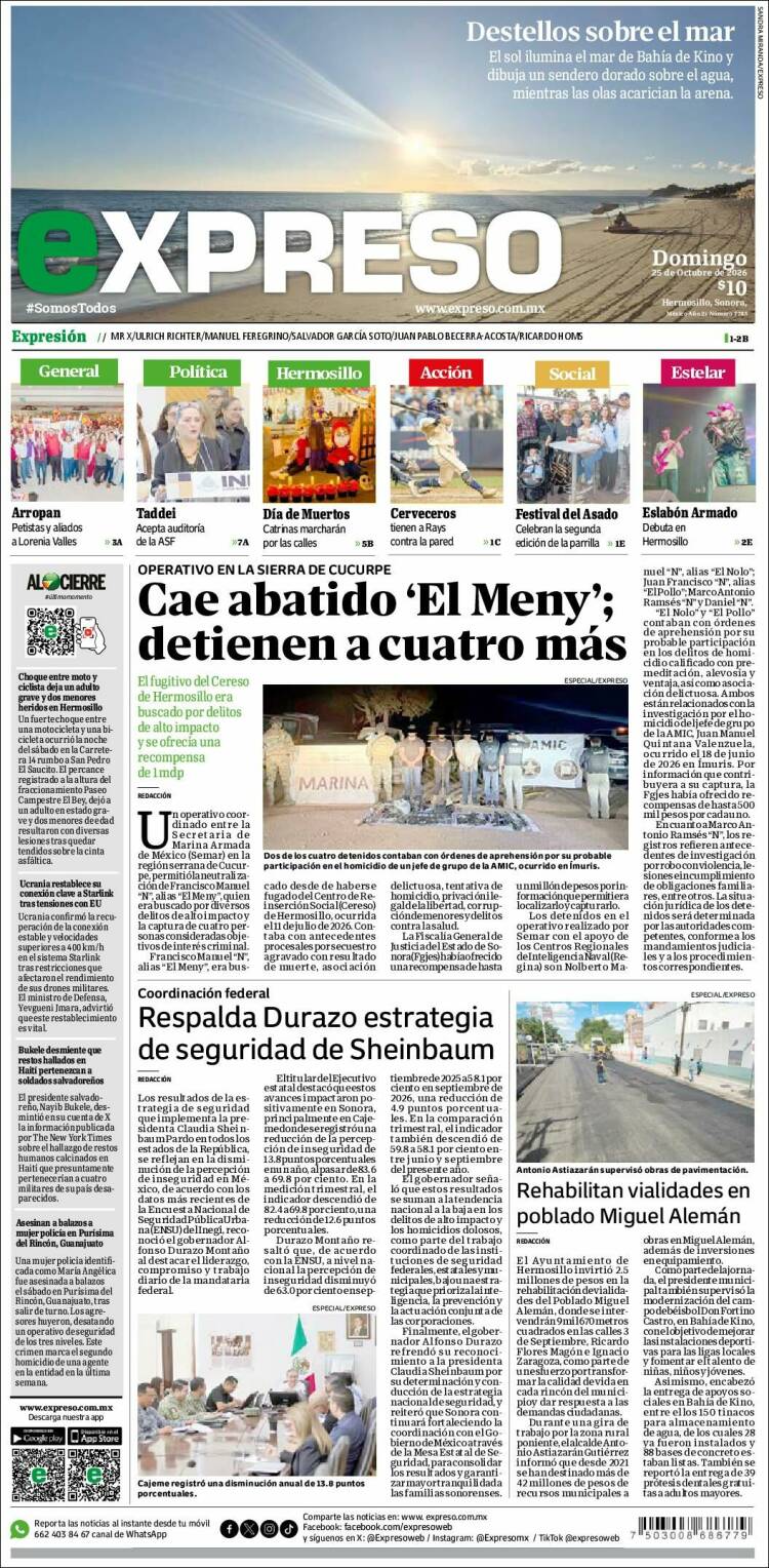 Portada de Expreso (M&eacute;xico)