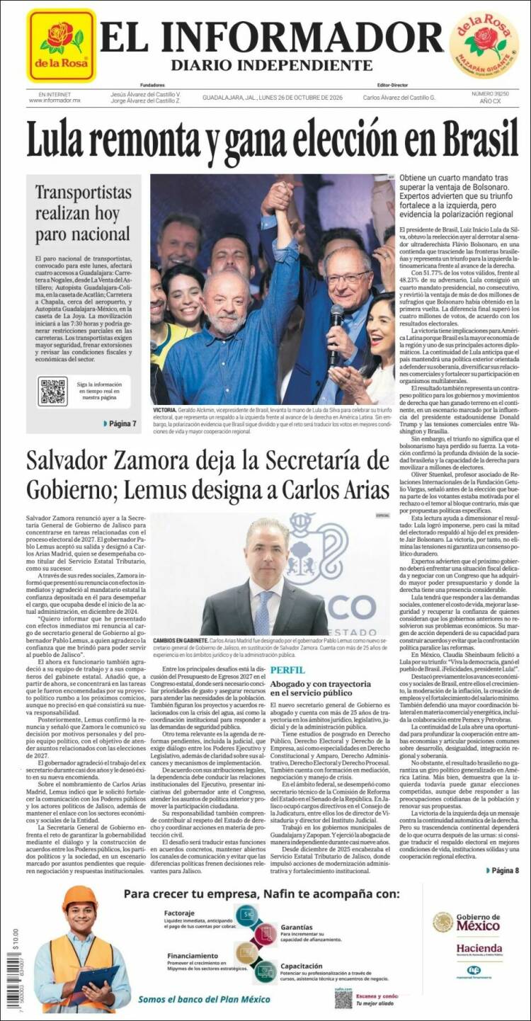 Portada de El Informador (M&eacute;xico)