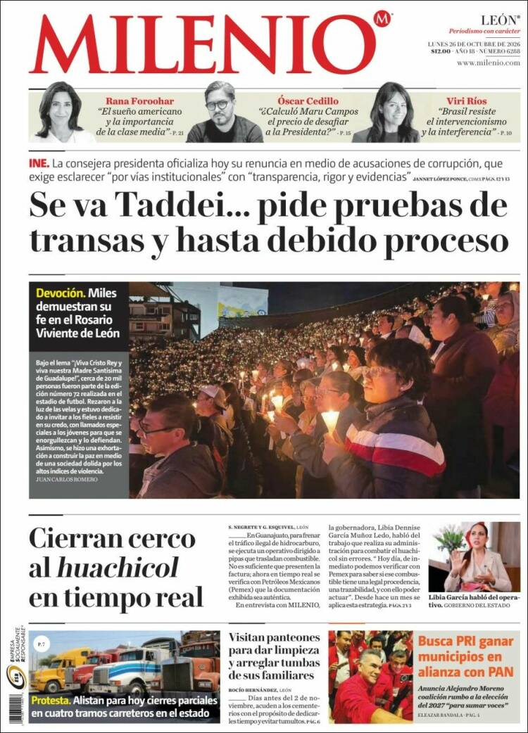 Portada de Milenio de León (M&eacute;xico)