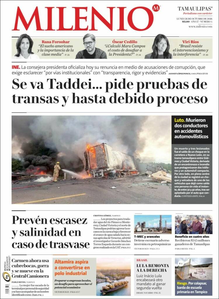 Portada de Milenio - Tamaulipas (M&eacute;xico)
