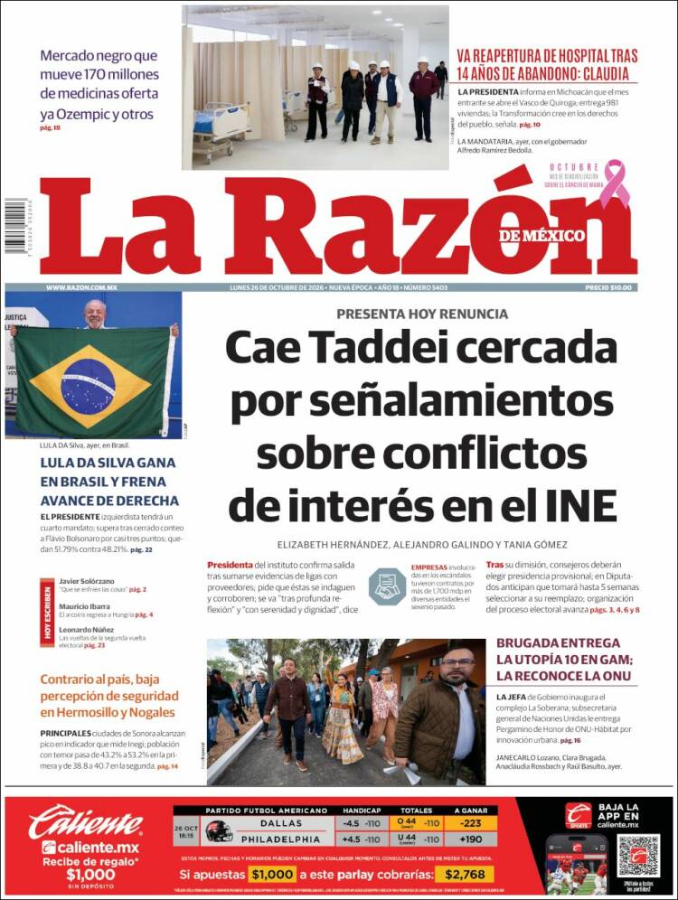 Portada de La Razón (M&eacute;xico)