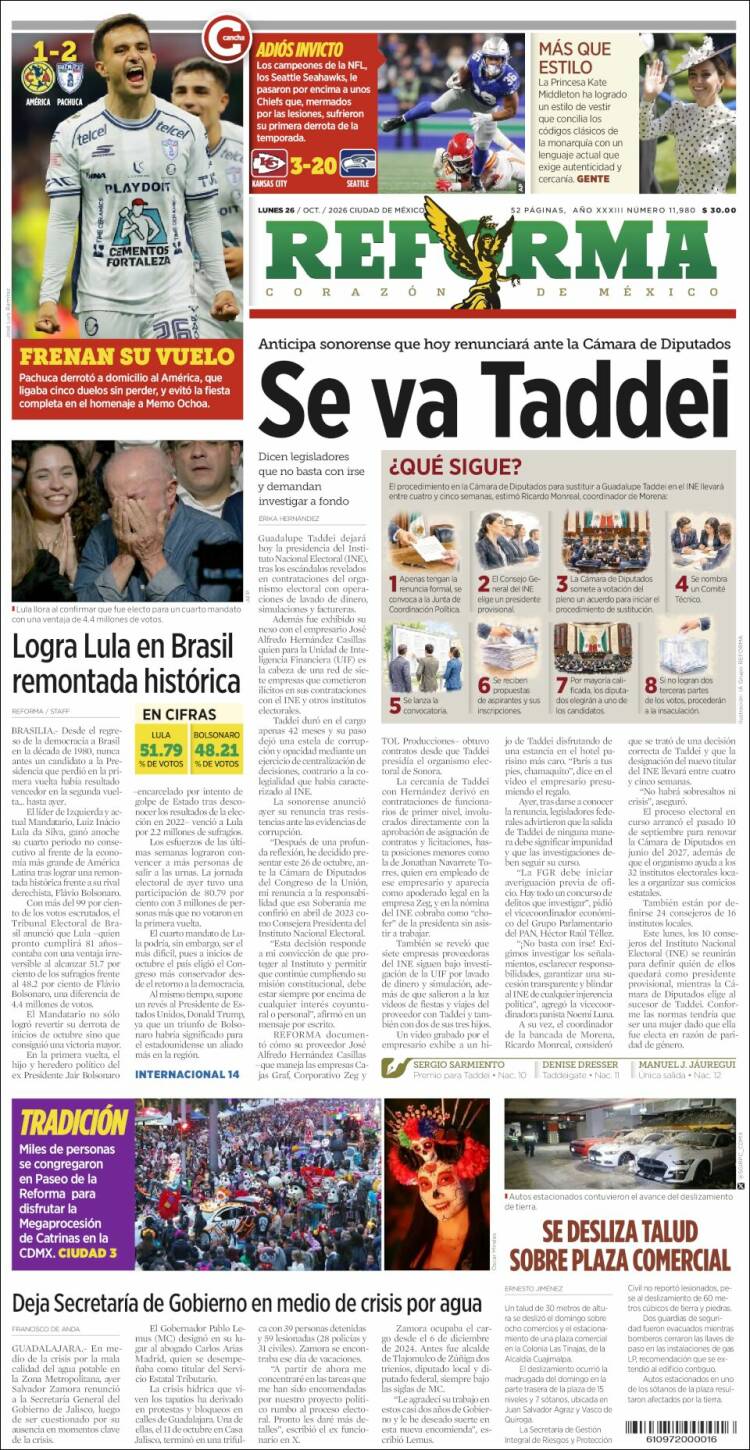 Portada de Reforma (M&eacute;xico)