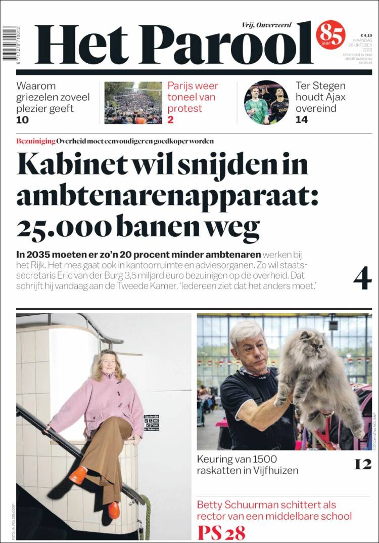 Portada de Het Parool (Pa&iacute;ses Bajos)