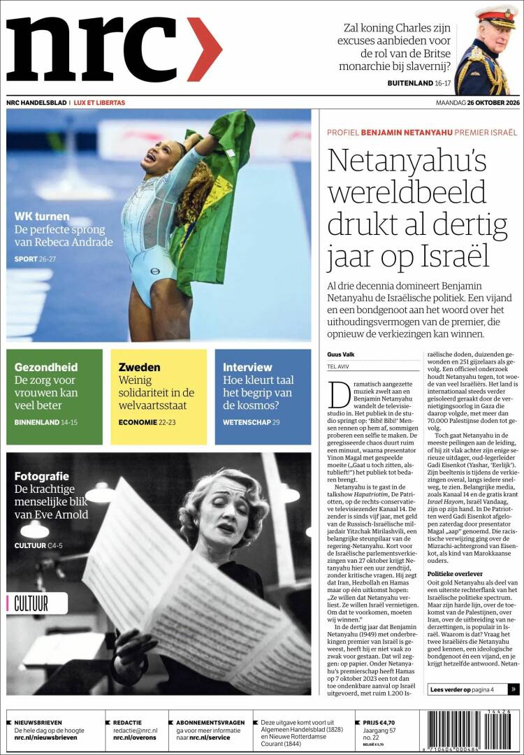 Portada de NRC Handelsblad (Pa&iacute;ses Bajos)