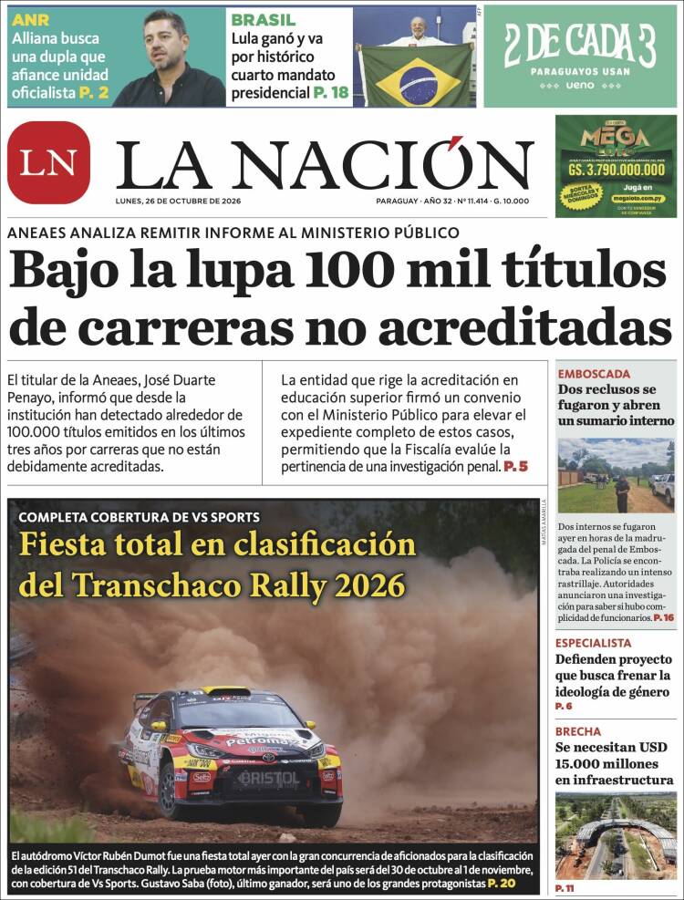 Portada de La Nación (Paraguay)