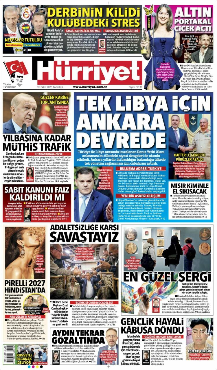 Portada de Hürriyet (Turqu&iacute;a)