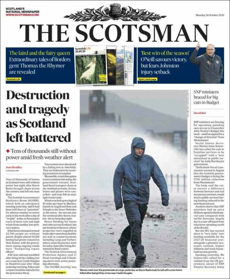 Portada de The Scotsman (Reino Unido)