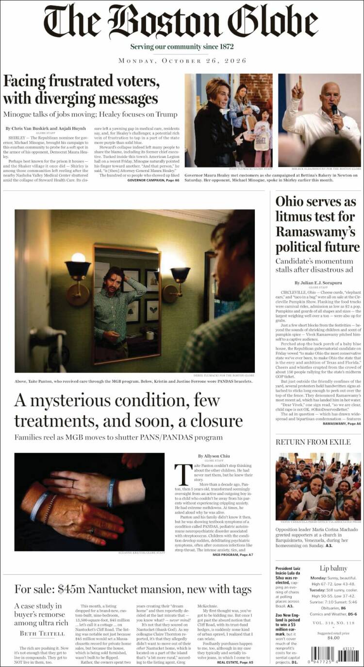 Portada de Boston Globe (USA)