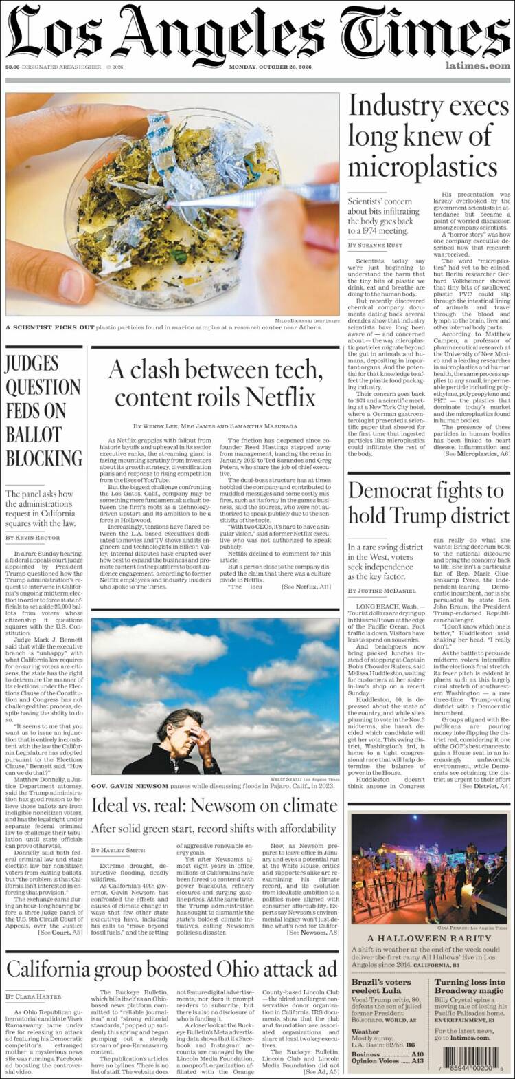 Portada de Los Angeles Times (USA)