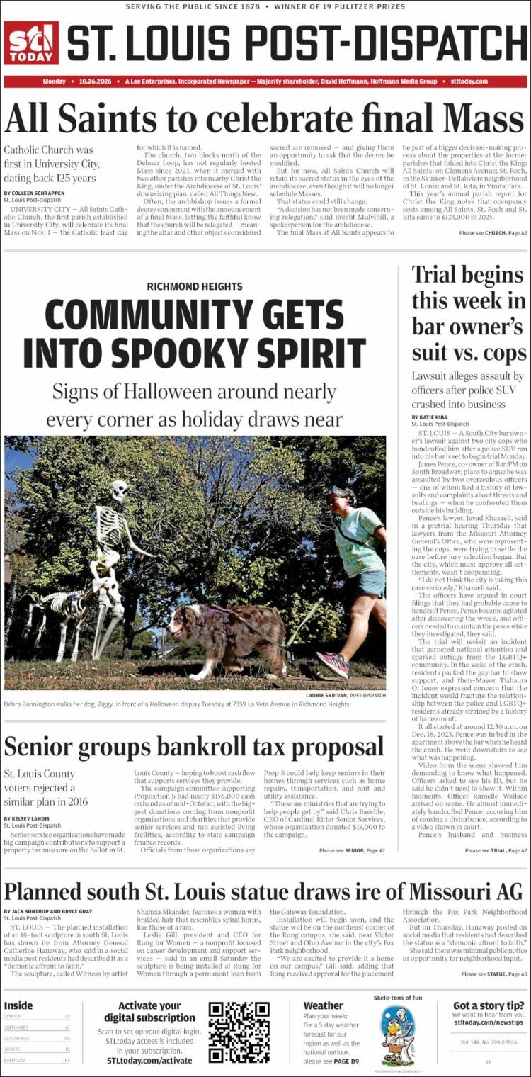 Portada de St. Louis Post-Dispatch (USA)