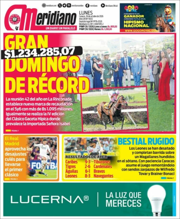 Portada de Meridiano (Venezuela)