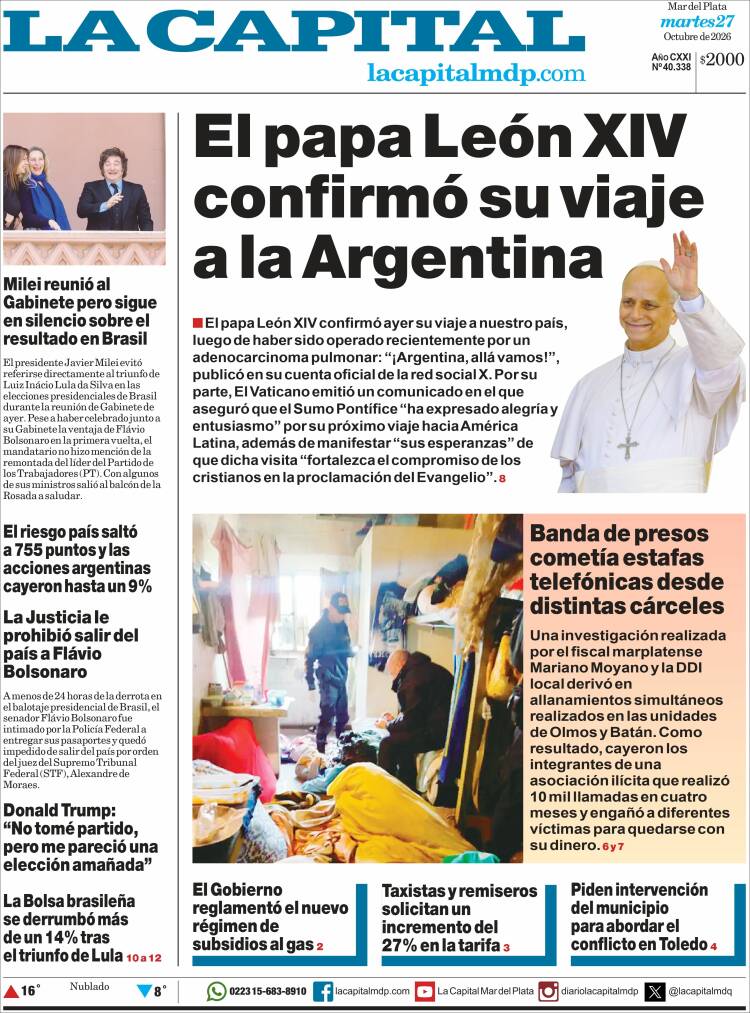 Portada de Diario La Capital - Mar del Plata (Argentina)