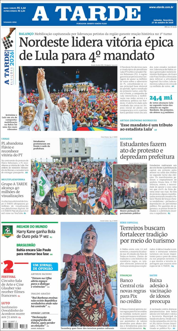 Portada de Diário A Tarde (Brasil)
