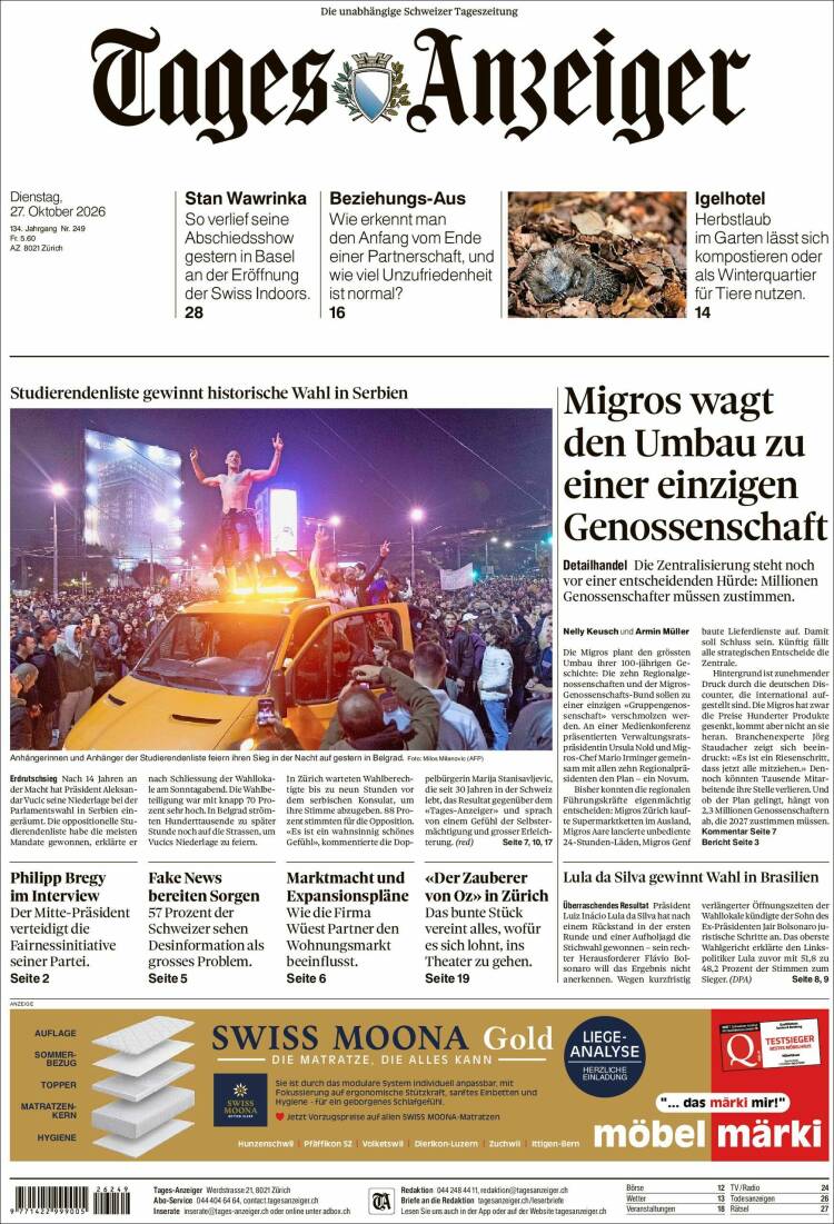 Portada de Tages-Anzeiger (Switzerland)