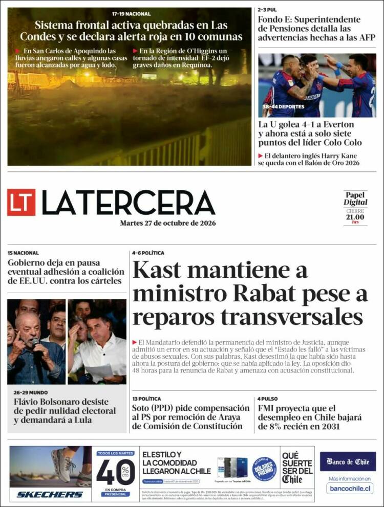 Portada de La Tercera (Chile)