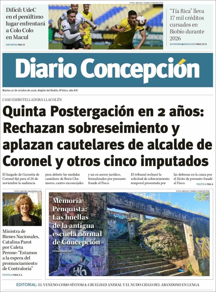 Portada de Diario de Concepción (Chili)