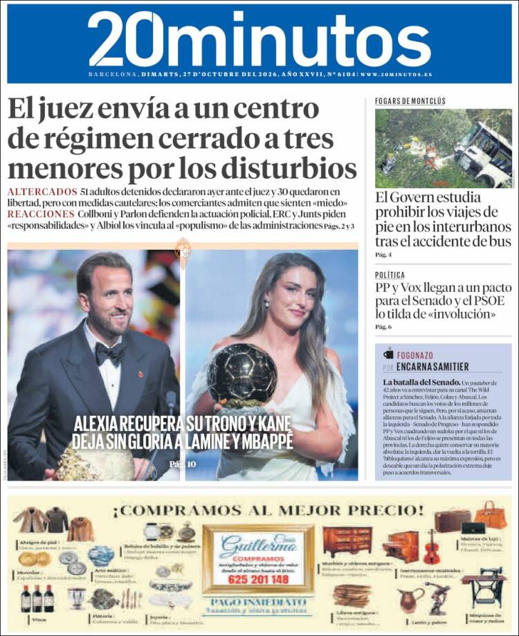 Portada de 20 Minutos - Barcelona (Spain)