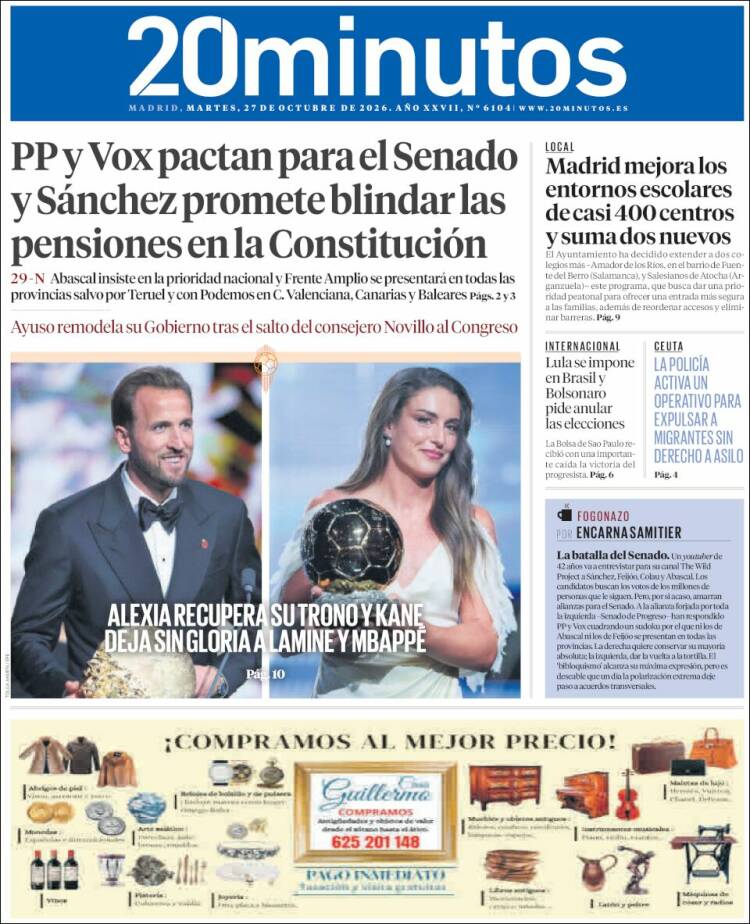 Portada de 20 Minutos - Madrid (Espa&ntilde;a)