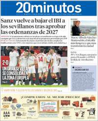 Portada de 20 Minutos - Sevilla (Spain)