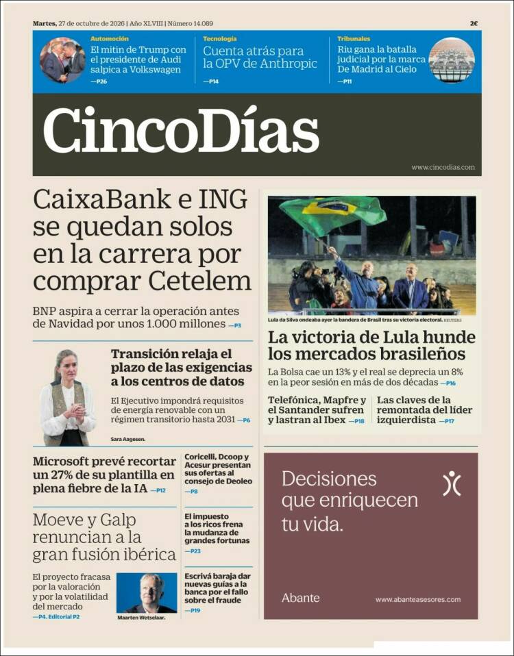 Portada de Cinco Días (Espa&ntilde;a)
