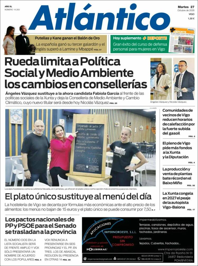 Portada de Atlántico Diario (Spain)