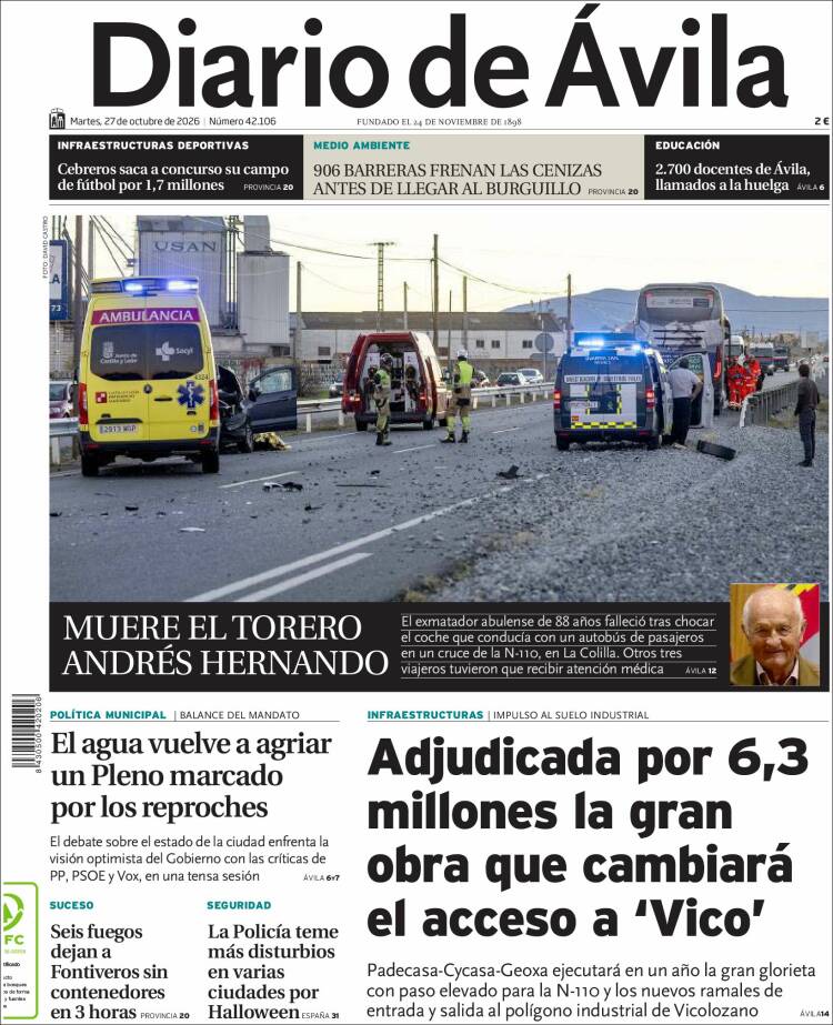 Portada de Diario de Ávila (Spain)