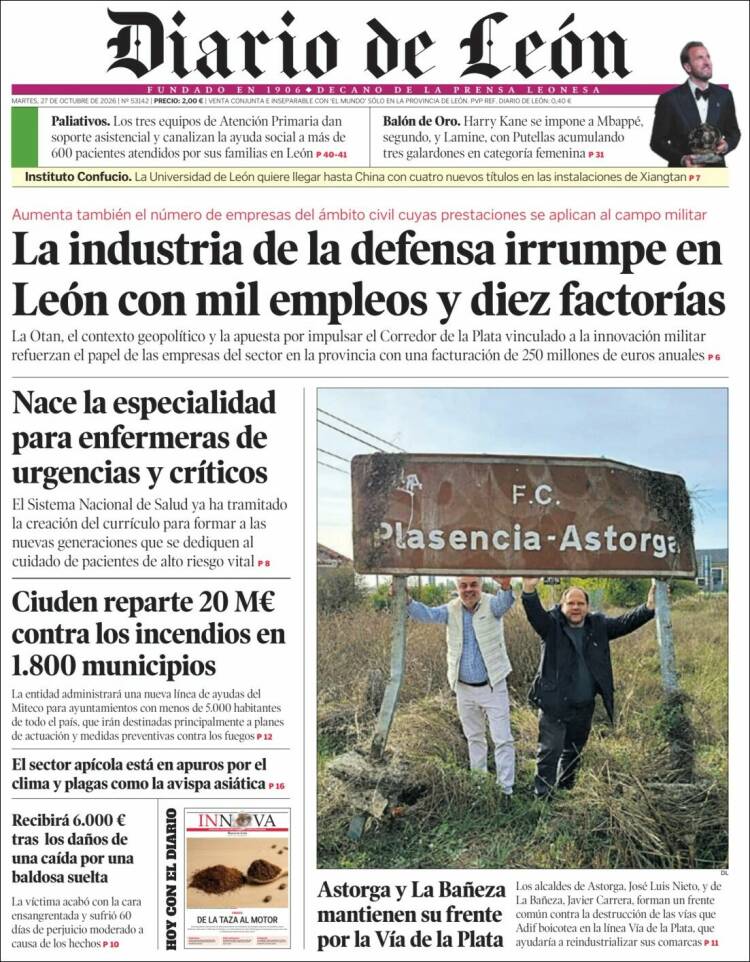 Portada de Diario de León (Spain)