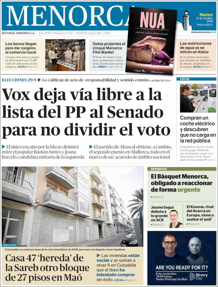 Portada de Menorca - Diario Insular (Espa&ntilde;a)