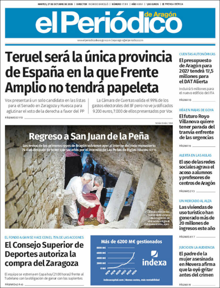 Portada de El Periódico de Aragón (Espa&ntilde;a)