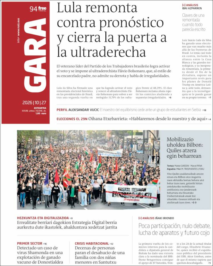 Portada de Gara (Spain)