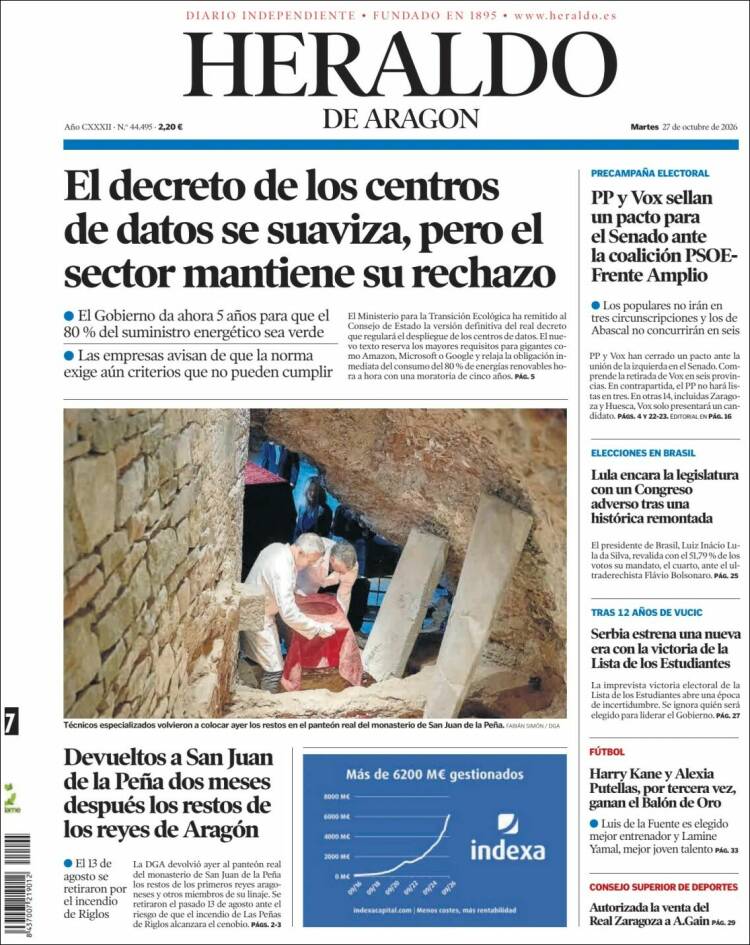 Portada de Heraldo de Aragón (Spain)