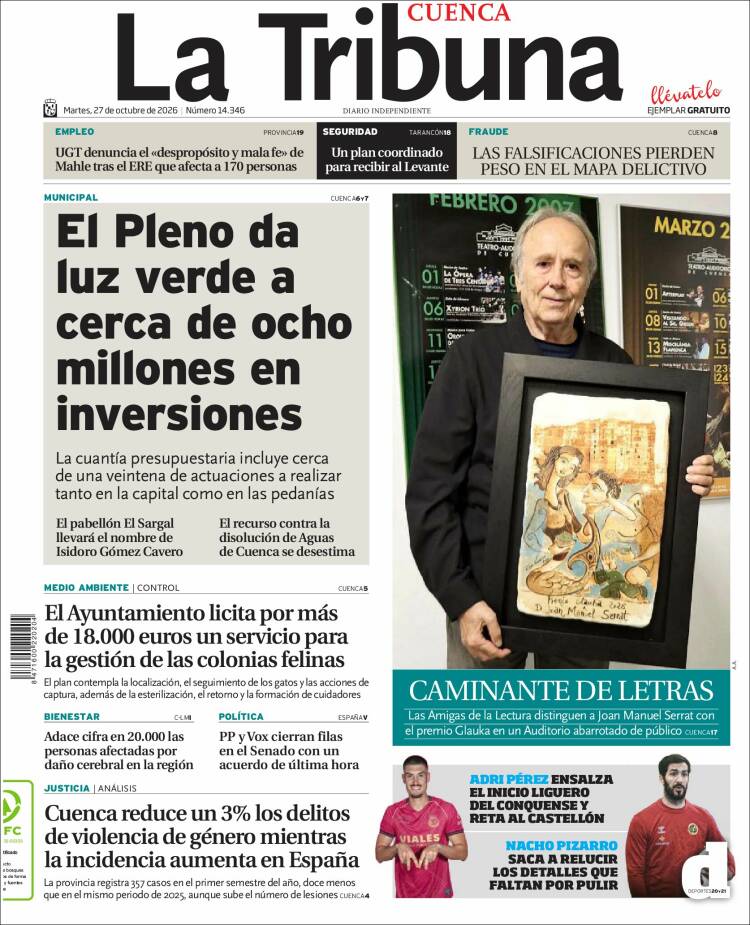Portada de La Tribuna de Cuenca (Spain)