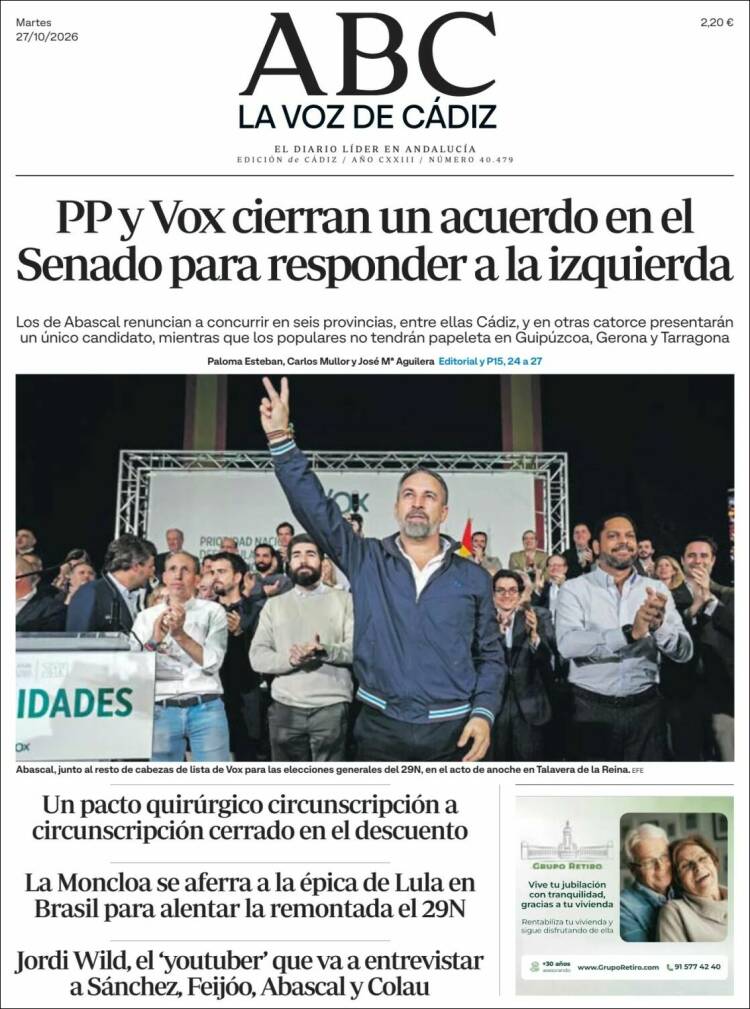 Portada de La Voz de Cádiz (Espa&ntilde;a)