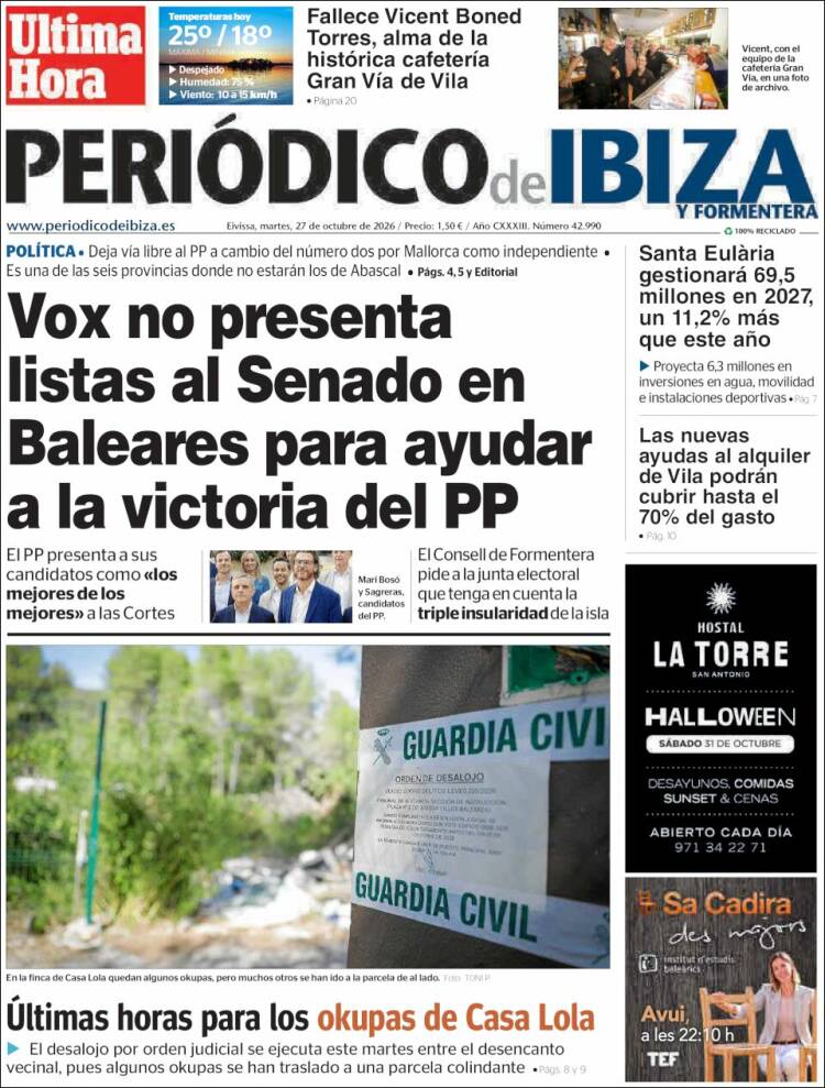 Portada de Periódico de Ibiza (Espa&ntilde;a)