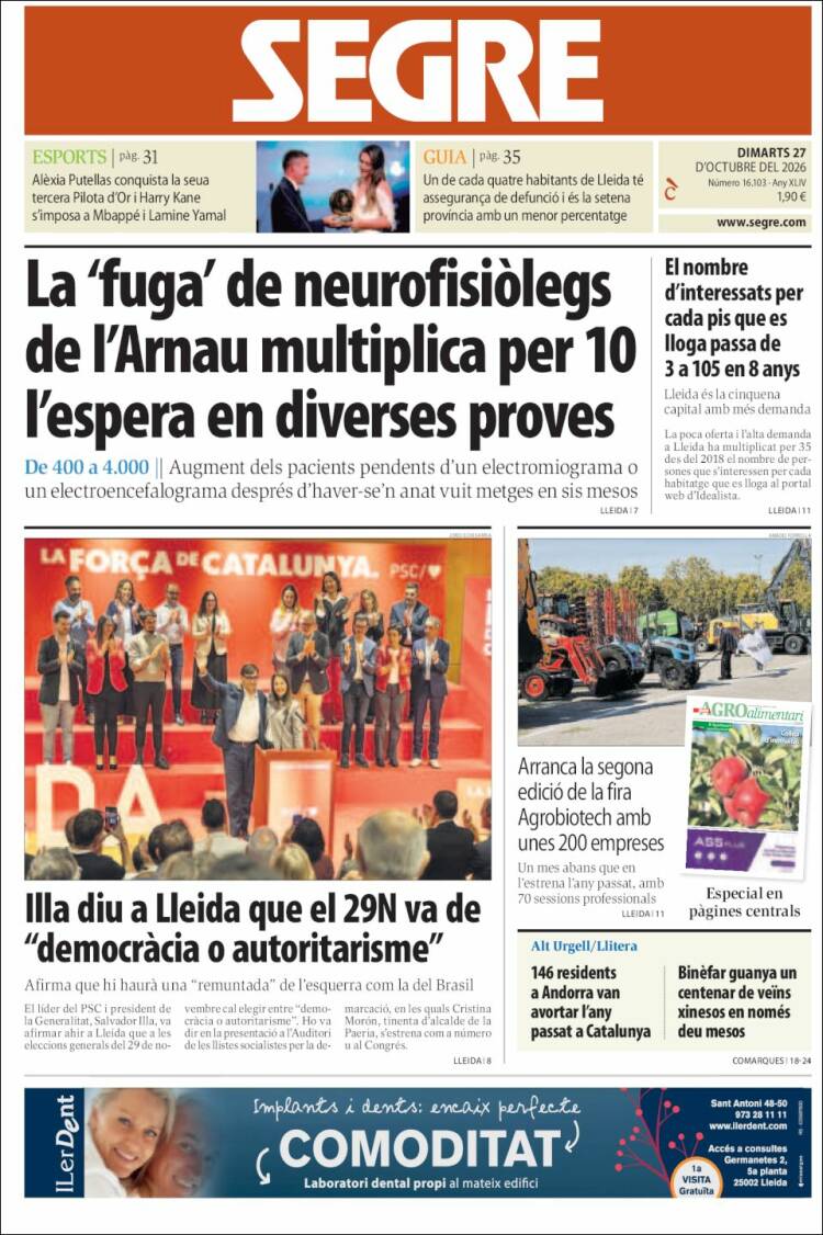 Portada de Segre (Espa&ntilde;a)