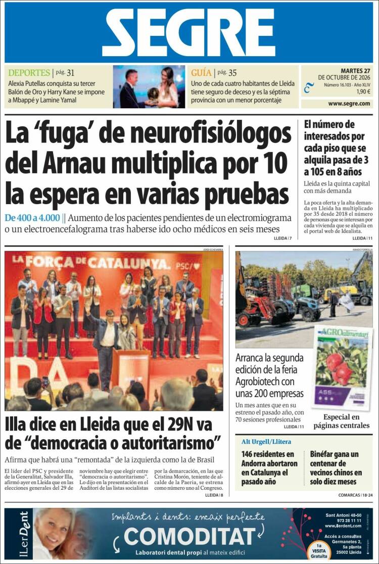 Portada de Segre  (Espa&ntilde;a)