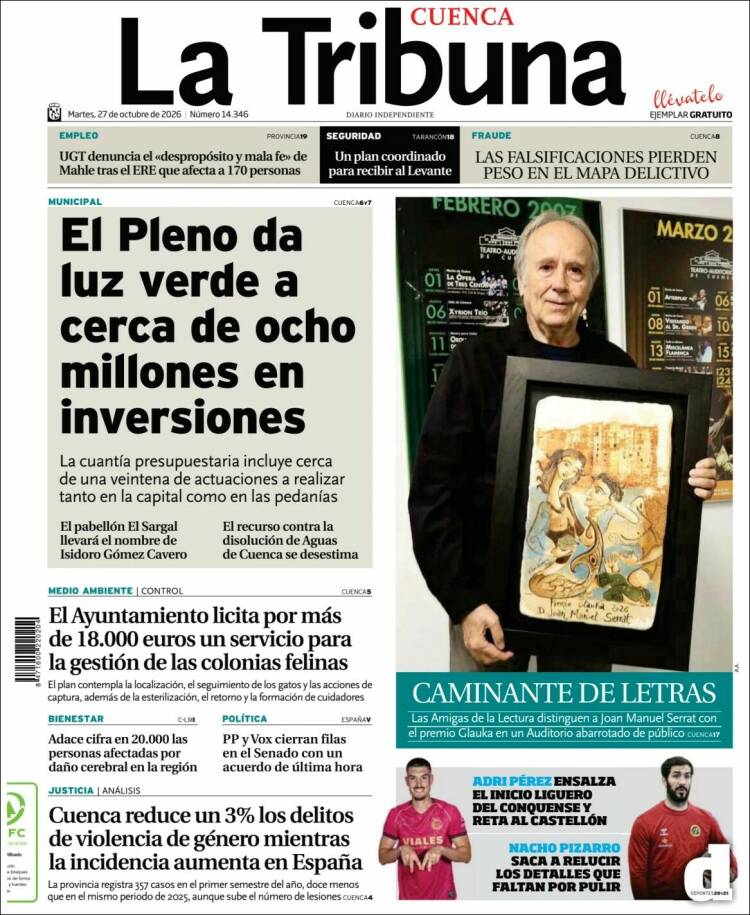 Portada de La Tribuna de Cuenca (Spain)