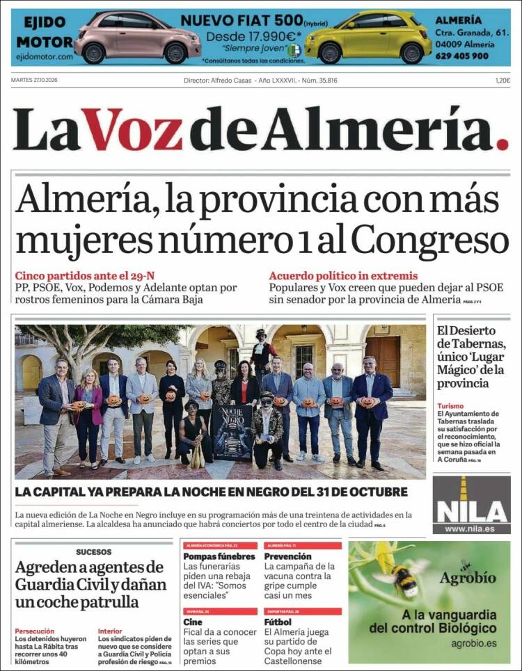 Portada de La Voz de Almería (Espa&ntilde;a)